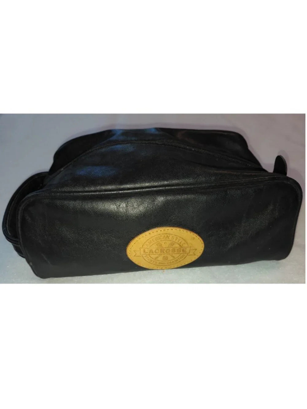 Vintage LaCrosse Black Leather Travel Toiletry Bag Black